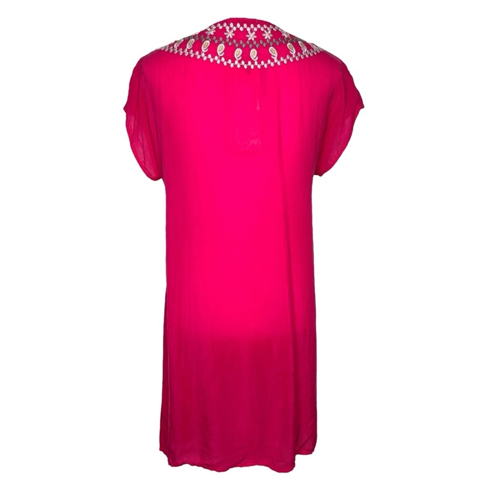 Johnny Was Floral Embroidered Boho Tunic Karineh Pomegranate Pink Fairy Top - Picture 5 of 13